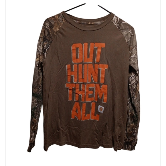 Carhartt Brown and Camouflage big boy size XL 18/20 Shirt - Picture 1 of 4